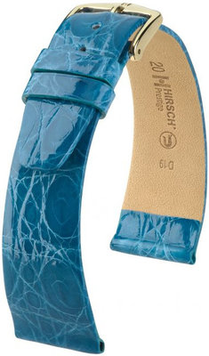 Světle modrý kožený řemínek Hirsch Prestige M 02308183-1 (Krokodýlí kůže) Hirsch Selection