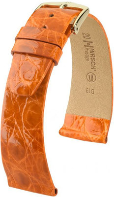Tmavě oranžový kožený řemínek Hirsch Prestige M 02308176-1 (Krokodýlí kůže) Hirsch Selection
