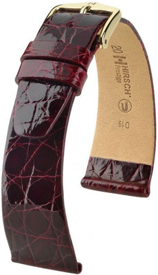 Vínový kožený řemínek Hirsch Prestige M 02308160-1 (Krokodýlí kůže) Hirsch Selection