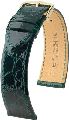 Zelený kožený řemínek Hirsch Genuine Croco M 01808140-1 (Krokodýlí kůže) Hirsch Selection
