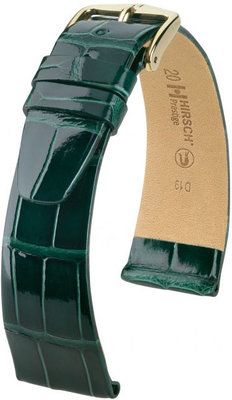 Zelený kožený řemínek Hirsch Prestige M 02307141-1 (Aligátoří kůže) Hirsch Selection