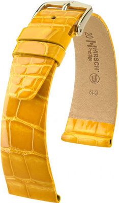 Žlutý kožený řemínek Hirsch Prestige M 02207173-1 (Aligátoří kůže) Hirsch Selection