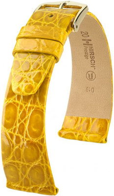 Žlutý kožený řemínek Hirsch Prestige M 02208172-1 (Krokodýlí kůže) Hirsch Selection