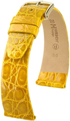 Kožený řemínek Hirsch Prestige M 02308172-1, žlutý, krokodýlí kůže, délka M, Quick Release