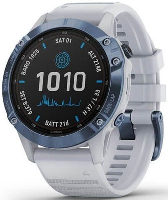 Garmin Fenix 6 PRO Solar, Titanium Blue/White Band