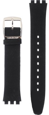 Unisex černý kožený řemínek k hodinkám Swatch Skinalliage ASYXS109
