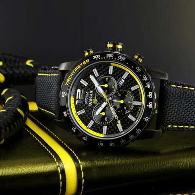 Unisex černý látkovo-kožený řemínek k hodinkám Prim RF.13081.2422.9010.A.N.L.T.P - Dakar 2019