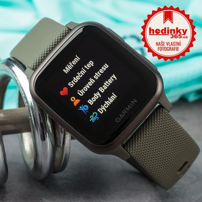 Garmin Venu Sq Music, Slate / Green Band