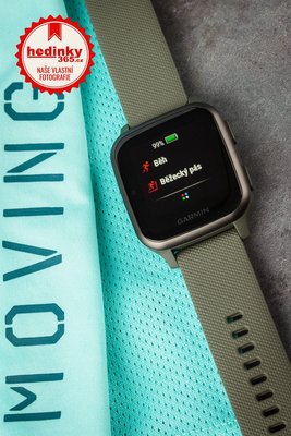 Garmin Venu Sq Music, Slate / Green Band