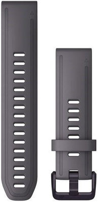 Řemínek Garmin QuickFit 20mm, silikonový, šedivý, černá přezka (Fenix 7S/6S/5S)