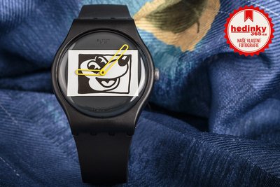 Swatch Mickey Blanc Sur Noir SUOZ337 Mickey Mouse x Keith Haring