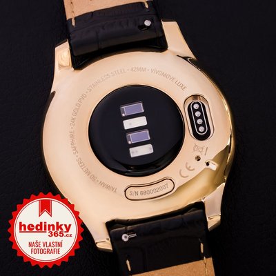 Garmin Vívomove 3 Luxe, 24K Gold / Black Leather Band (Premium)