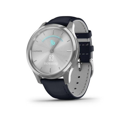 Garmin Vívomove 3 Luxe, Silver / Blue Leather Band (Premium)