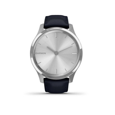 Garmin Vívomove 3 Luxe, Silver / Blue Leather Band (Premium)