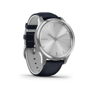 Garmin Vívomove 3 Luxe, Silver / Blue Leather Band (Premium)