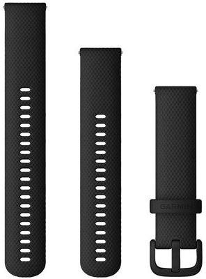 Řemínek Garmin Quick Release 20mm, silikonový, černý, černá přezka (Venu, Venu Sq, Venu 2 plus aj.) + prodloužená část