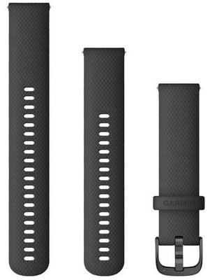 Silikonový řemínek Garmin 20mm (pro Venu, Venu Sq, Venu 2 plus aj.), černý V1, Quick Release, + prodloužená část, 010-12932-11