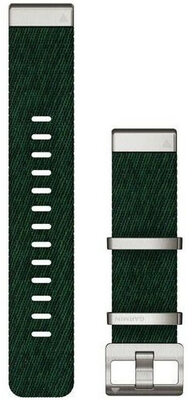 Řemínek Garmin QuickFit 22mm, nylonový, zelený, stříbrná přezka (Fenix 7/6/5, Epix 2 aj.)