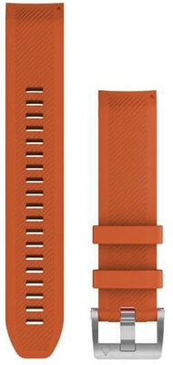 Řemínek Garmin QuickFit 22mm, silikonový, oranžový, stříbrná přezka (Marq, Marq 2)