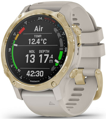 Garmin Descent Mk2S Sapphire, Gold / Sand band