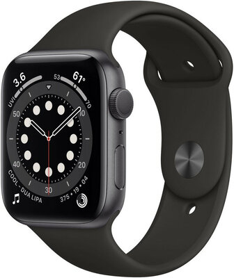 Apple Watch Series 6 GPS, 40mm, pouzdro z vesmírně šedého hliníku s černým sportovním řemínkem