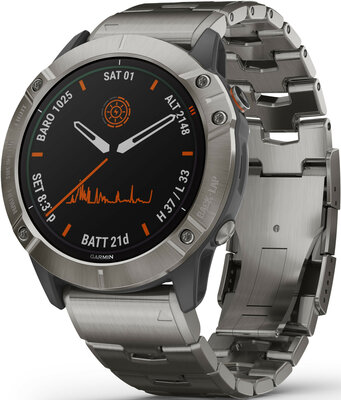 Garmin Fenix 6X PRO Solar, Titanium/Titanium Band (MAP/Music) (+ náhradní řemínek)