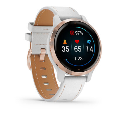 Garmin Venu 2S Rose Gold/White Leather Band (Premium) (+ náhradní řemínek)