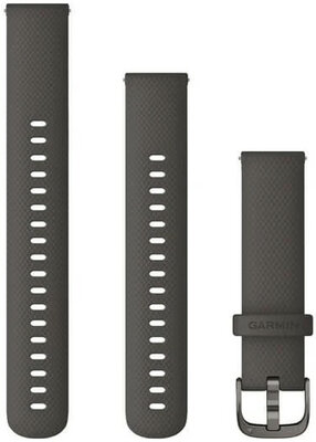 Řemínek Garmin Quick Release 18mm, silikonový, grafitově šedá, šedá přezka (Venu 2S, Vívoactive 4S, Vívomove 3S)