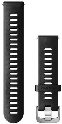 Řemínek Garmin Quick Release 20mm, silikonový, černý, stříbrná přezka (Venu, Venu Sq, Venu 2 plus aj.)