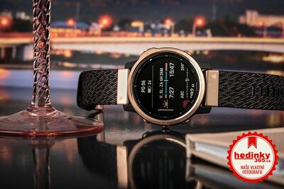 Garmin Fenix 6S PRO Sapphire, RoseGold/Black Nylon Band (MAP/Music) (+ náhradní řemínek)