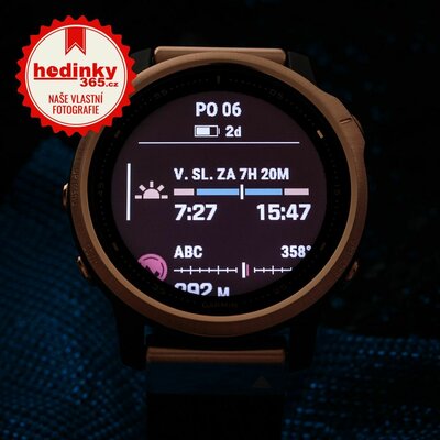 Garmin Fenix 6S PRO Sapphire, RoseGold/Black Nylon Band (MAP/Music) (+ náhradní řemínek)