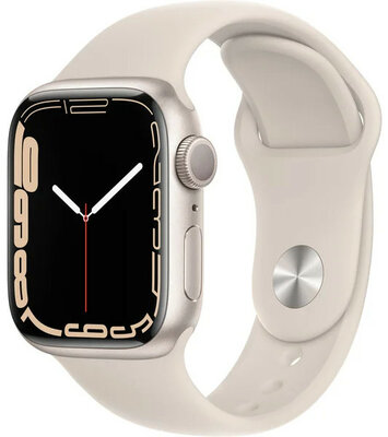 Apple Watch Series 7 GPS, 41mm, pouzdro z hvězdně bílého hliníku s hvězdně bílým sportovním řemínkem