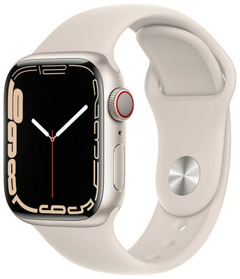 Apple Watch Series 7 GPS + Cellular, 41mm pouzdro ze stříbrného hliníku s hvězdně bílým sportovním řemínkem
