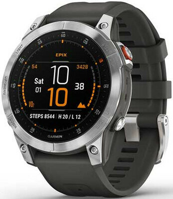 Garmin Epix 2 Glass, Silver / Gray Silicone Band