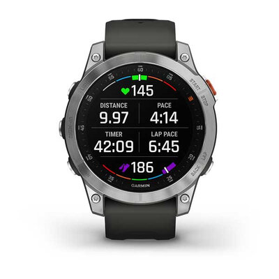 Garmin Epix 2 Glass, Silver / Gray Silicone Band