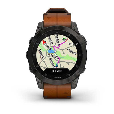 Garmin Epix 2 Sapphire, Titan Black / Brown Leather Band (Premium) (+ náhradní řemínek)