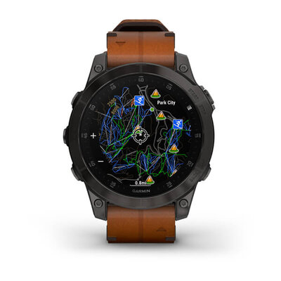 Garmin Epix 2 Sapphire, Titan Black / Brown Leather Band (Premium) (+ náhradní řemínek)