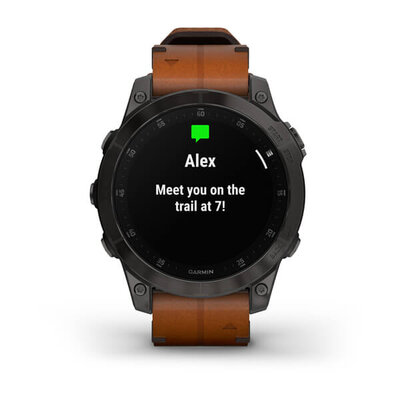 Garmin Epix 2 Sapphire, Titan Black / Brown Leather Band (Premium) (+ náhradní řemínek)