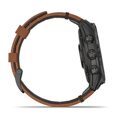 Garmin Epix 2 Sapphire, Titan Black / Brown Leather Band (Premium) (+ náhradní řemínek)