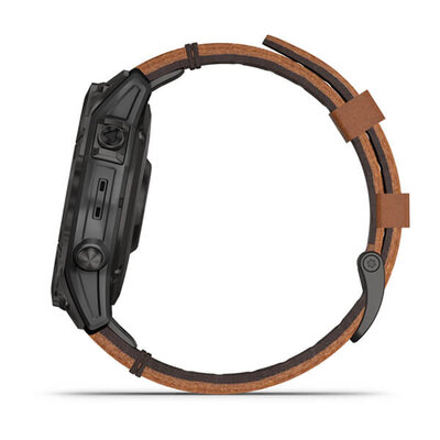 Garmin Epix 2 Sapphire, Titan Black / Brown Leather Band (Premium) (+ náhradní řemínek)