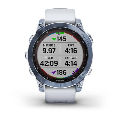 Garmin Fenix 7 Sapphire Solar Blue DLC Titanium / White Band