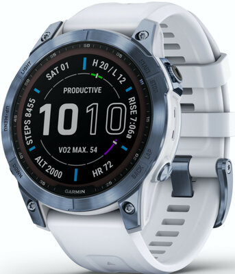 Garmin Fenix 7 Sapphire Solar Blue DLC Titanium / White Band (II. Jakost)