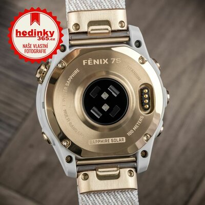 Garmin Fenix 7S Sapphire Solar Cream Gold Titanium / Cream Nylon Band (Premium) (+ náhradní řemínek)