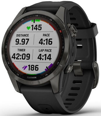 Garmin Fenix 7S Sapphire Solar Grey DLC Titanium / Black Band (II. Jakost)