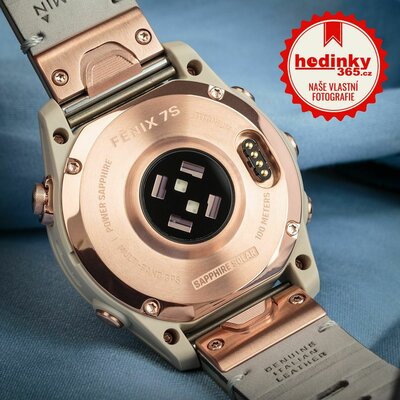 Garmin Fenix 7S Sapphire Solar Rose Gold Titanium / Limestone Leather Band (Premium) (+ náhradní řemínek)