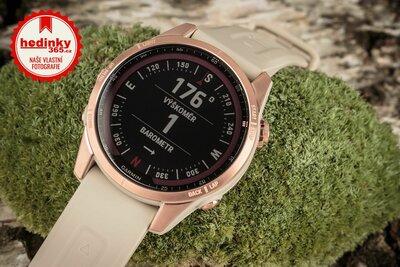Garmin Fenix 7S Sapphire Solar Rose Gold Titanium / Limestone Leather Band (Premium) (+ náhradní řemínek)