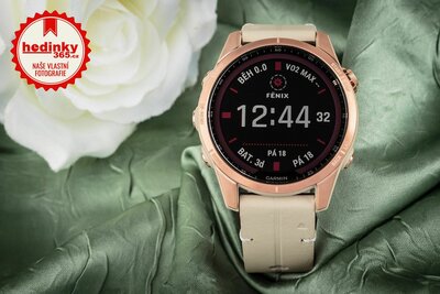 Garmin Fenix 7S Sapphire Solar Rose Gold Titanium / Limestone Leather Band (Premium) (+ náhradní řemínek)