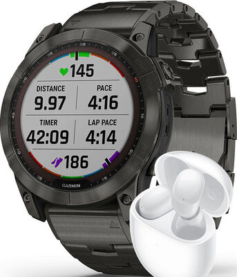 Garmin Fenix 7X Sapphire Solar Grey DLC Titanium / Grey DLC Titanium Band (Premium) + náhradní silikonový řemínek