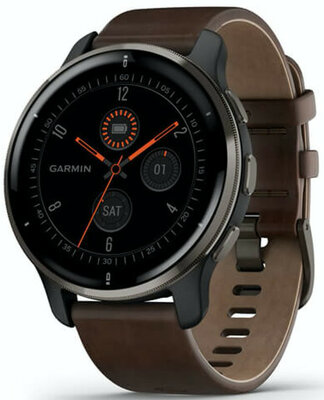 Garmin Venu 2 Plus Slate / Brown Leather Band (Premium) + náhradní silikonový řemínek