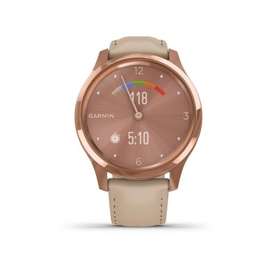 Garmin Vivomove 3 Luxe,18K Rose Gold / Light Sand Italian Leather Band (Premium)